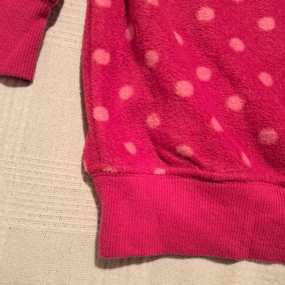 Gymboree girls size 5/6 Outlet red with pink dots full zip fleece sweater - Picture 3 of 4